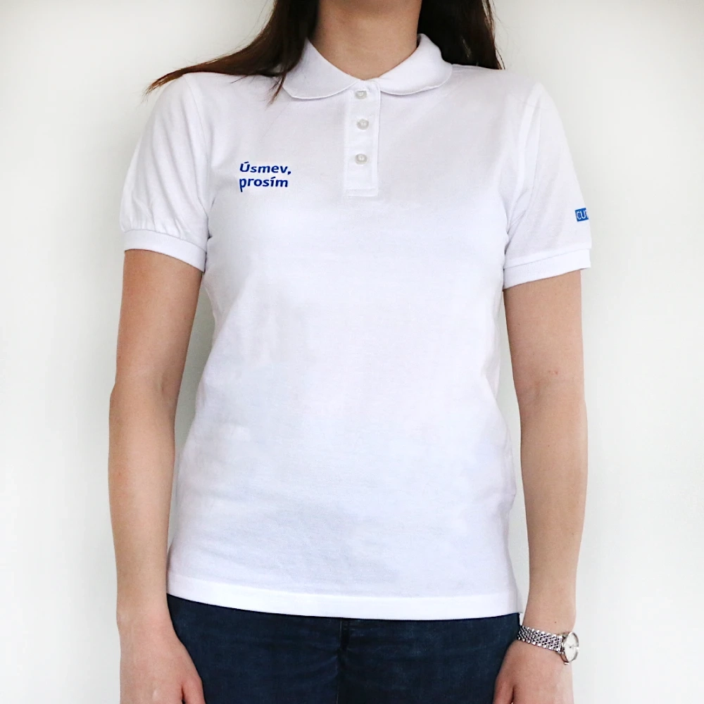 Tričko Polo dámske "Čisté zuby sa nekazia" s logom CURAPROX - krátky rukáv - biele XXL