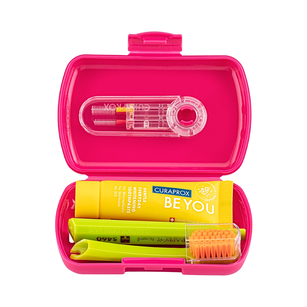 Cestovný set - magenta , dvojitý držiak