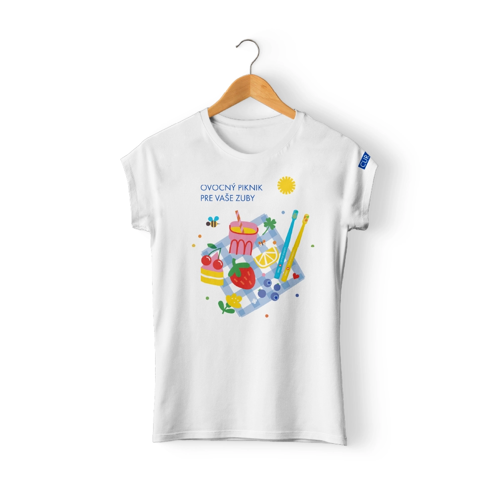 Tričko dámske "Pikniková edícia" s logom CURAPROX - krátky rukáv - biele S